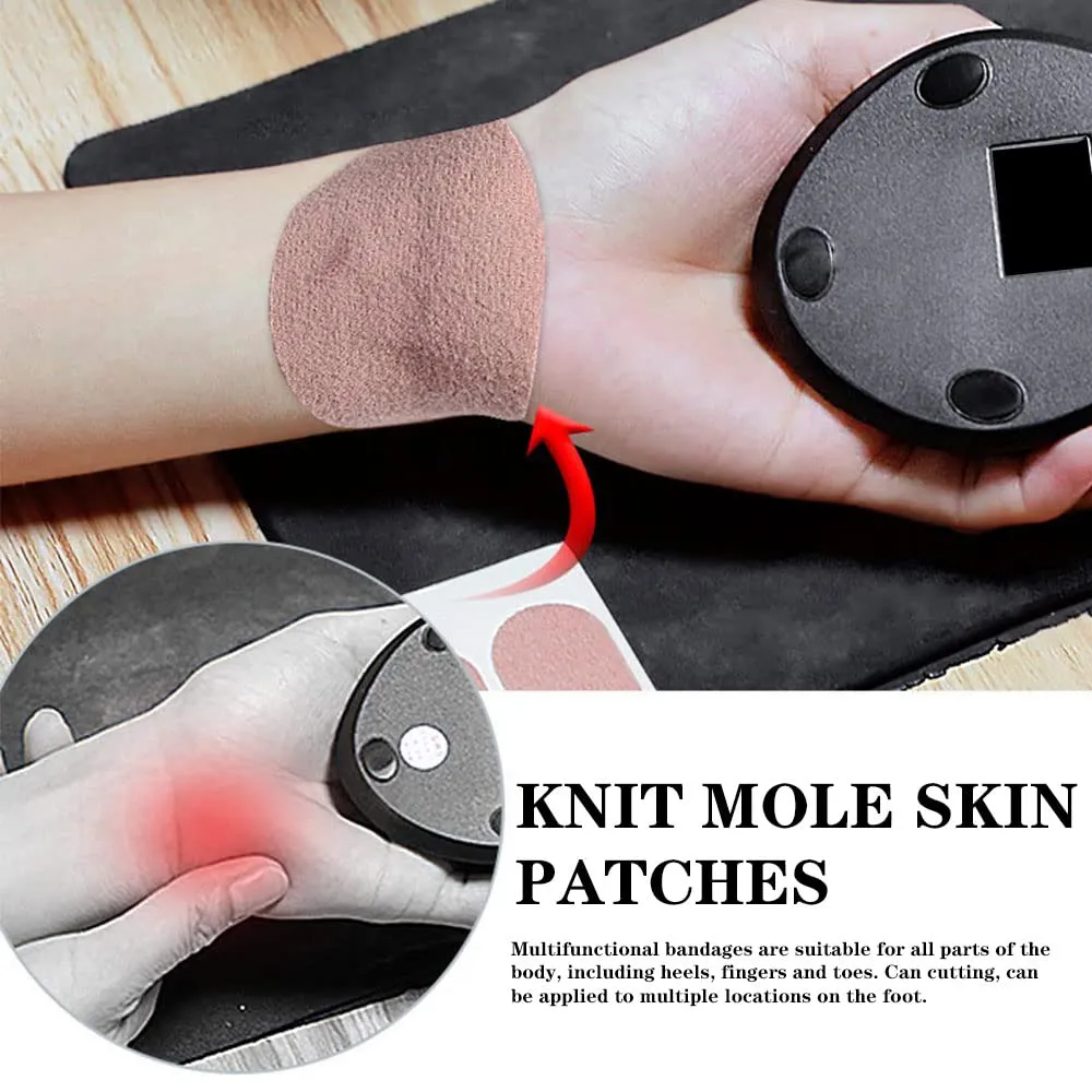 20 Pieces Oval Moleskin Pads Knit Mole Skin Patches Foot Care Tape for Chafing Blister Prevention Heel and Toe for Boots Hiking Reduce Friction Pain