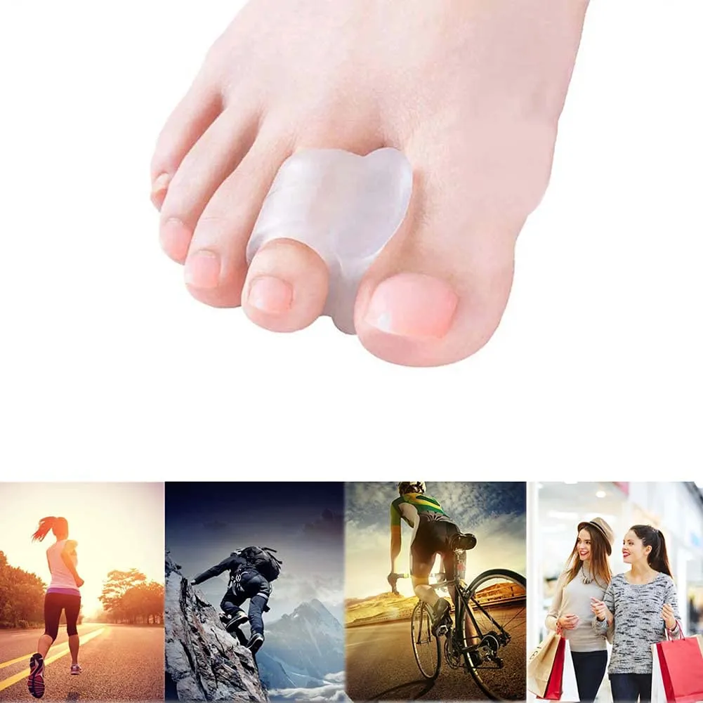 4pcs Soft and Gentle Clear Gel Toe Separators for Overlapping Toes Bunions Big Toe Alignment Corrector and Spacer - Large