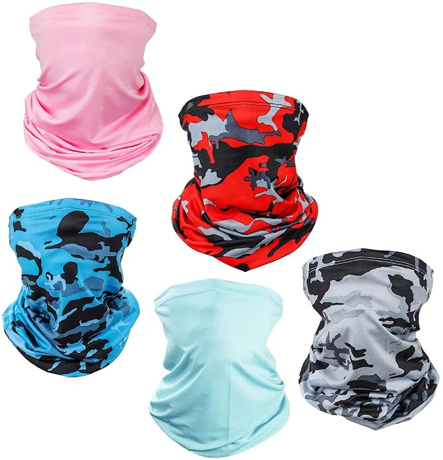 5 Pack UV Protection Face Mask Neck Gaiter Windproof Scarf