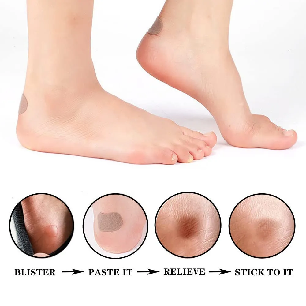 50 Patches Knit Adhesive Foot Pads Knit Mole Skin Patches Foot Care Tape for Chafing Blister Prevention Heel and Toe for Boots Hiking (3 * 2.1 cm)