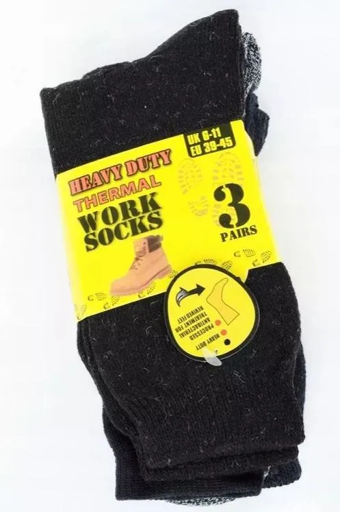 6 Pairs X Mens Heavy Duty Thermal Cotton Work Winter Crew Socks