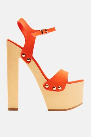 A True Match Platform Heeled Sandals - Orange