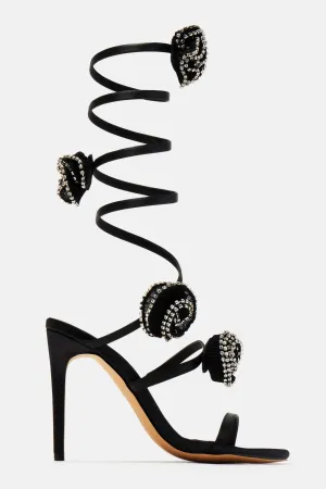 After Midnight Wrap Up Heeled Sandals - Black