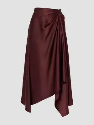 Asymmetric draped midi skirt