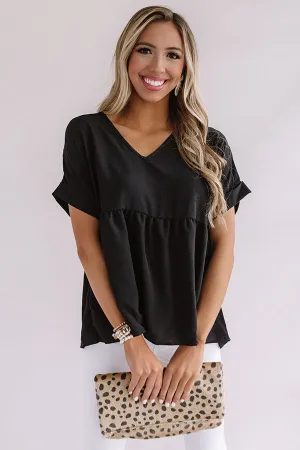 Backseat Sips Babydoll Top in Black