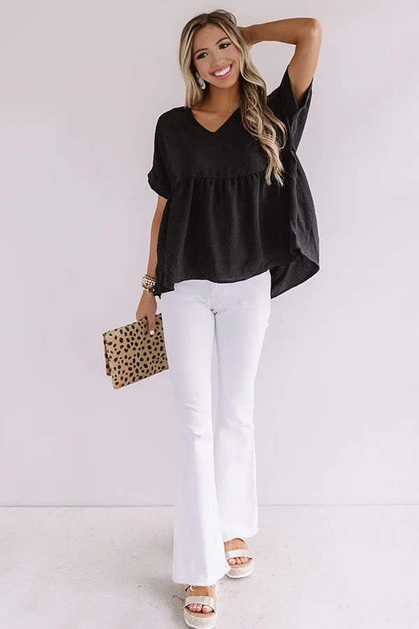 Backseat Sips Babydoll Top in Black