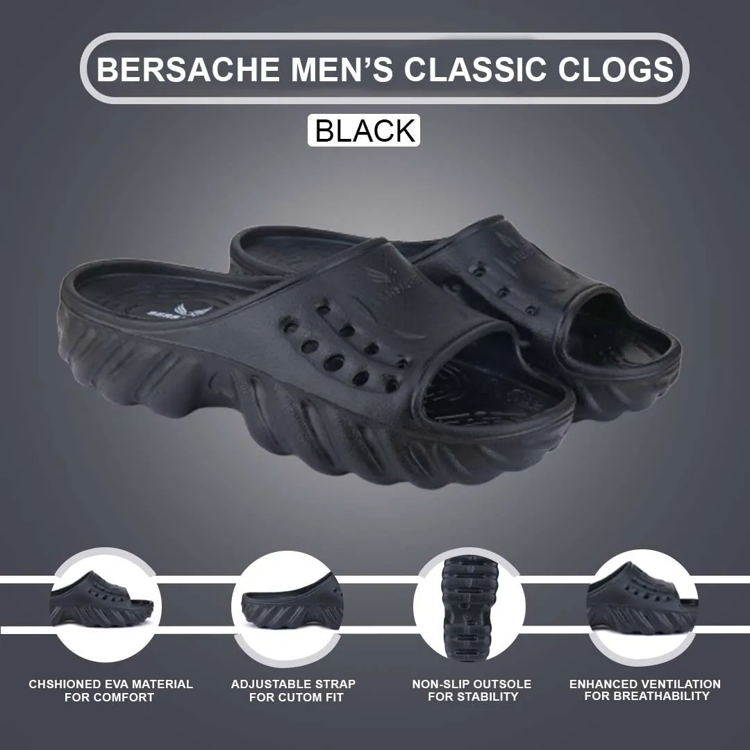 Bersache Extra Soft Classic Casual with  Regular wear with Ultra Soft & Flexibility Technology Clogs for Men's & Boy's 6172-Black