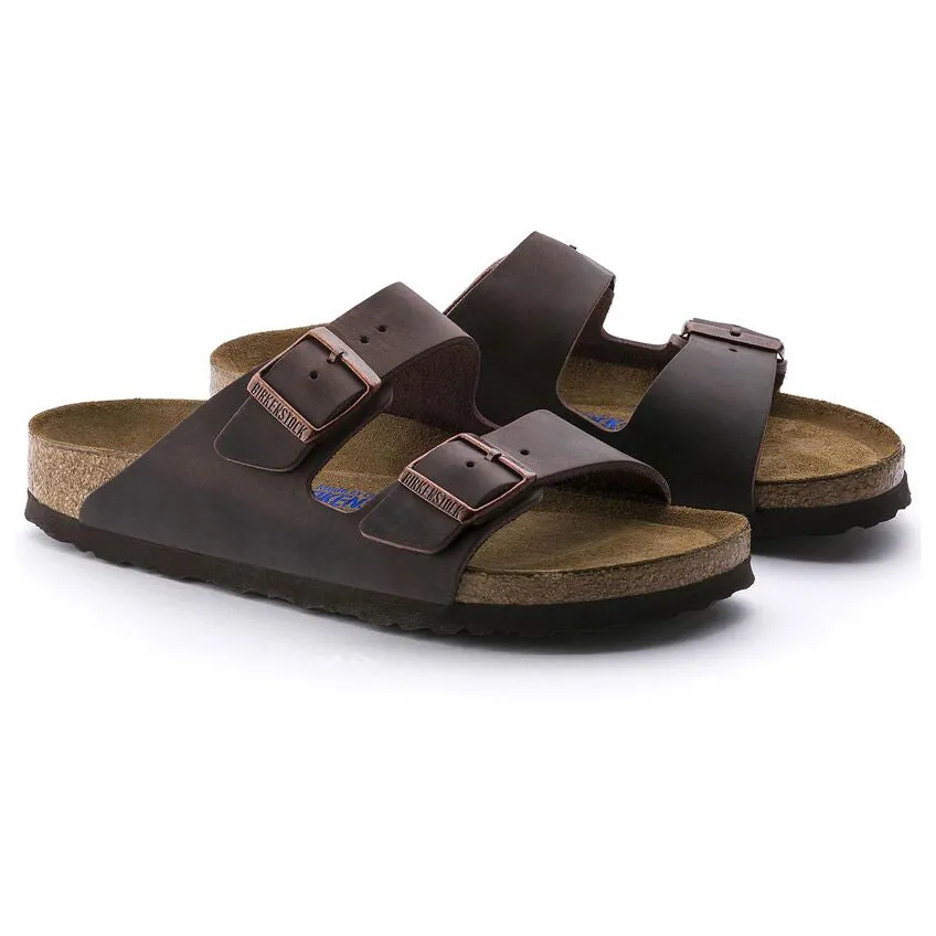 'Birkenstock' Men's Arizona Oiled Leather Soft Bed Sandal - Habana