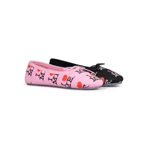 BLACK & PINK I HEART ME MELODY FLATS