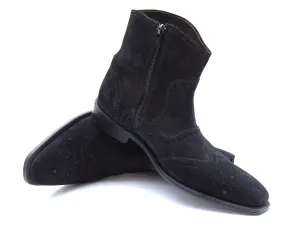 Black Suede Brogue Ankle Boots