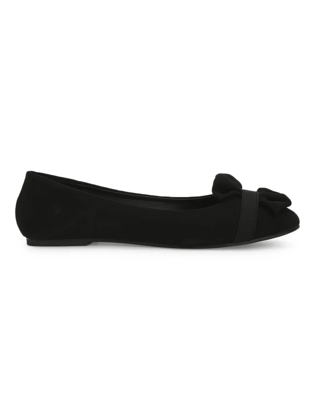 Black Vertical Bow Belly Flats