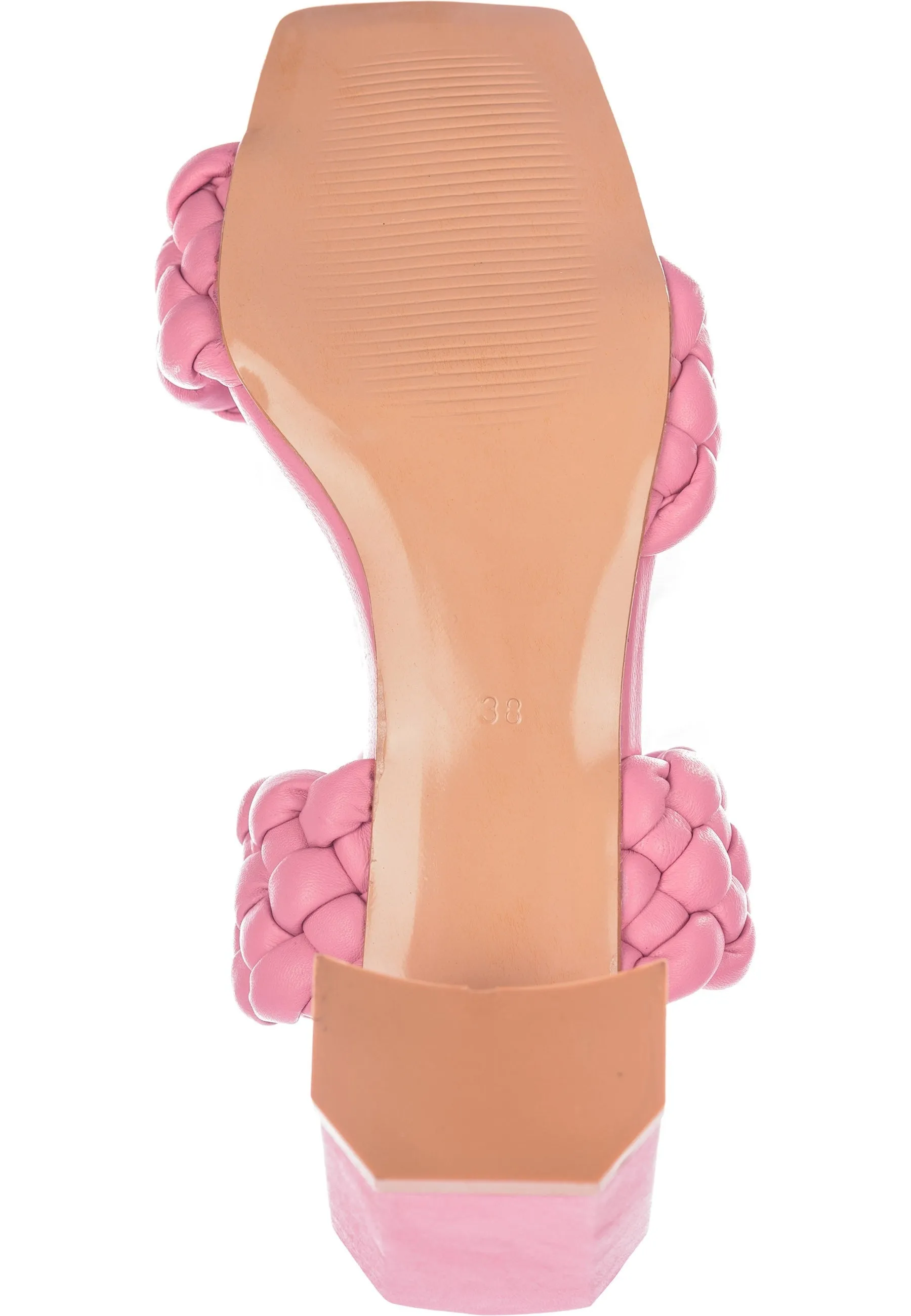 Braided Heeled Sandals - Pink