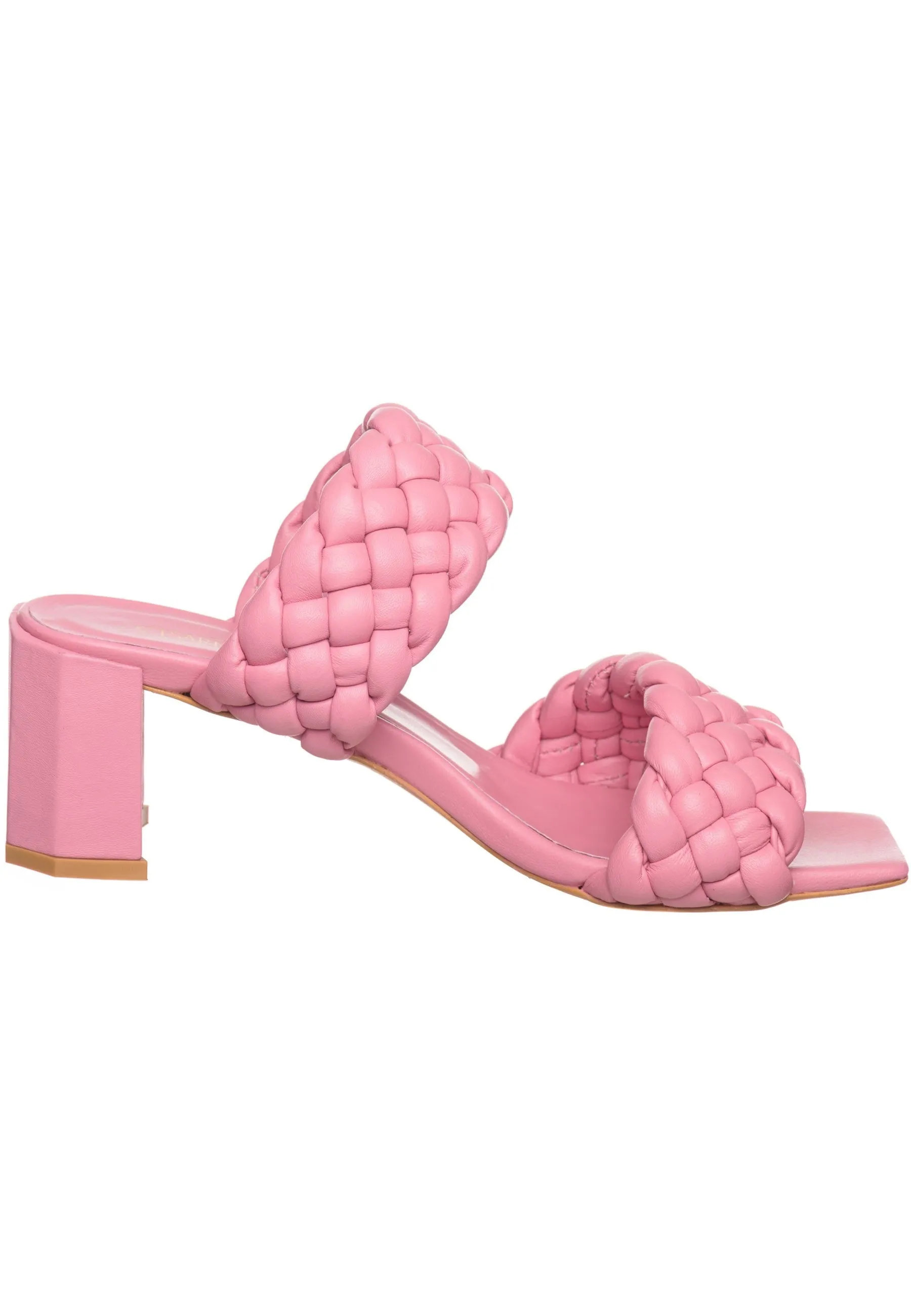 Braided Heeled Sandals - Pink