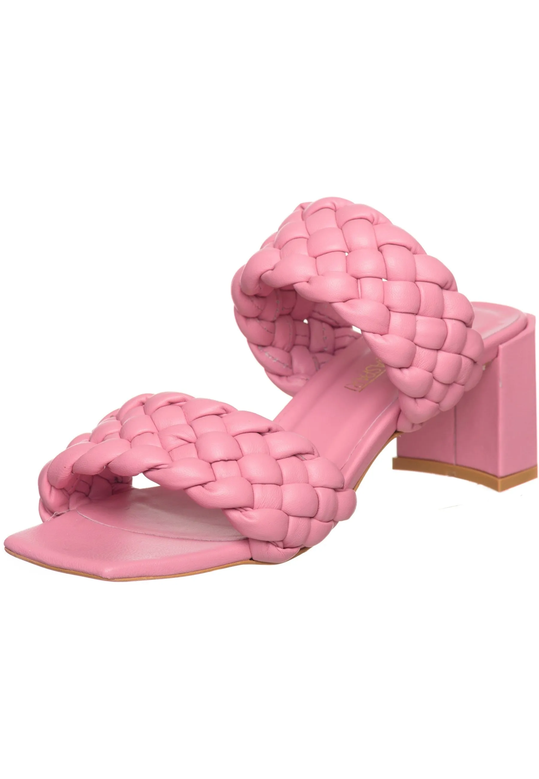 Braided Heeled Sandals - Pink