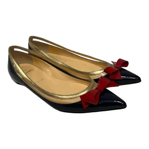 Christian Louboutin/Flat Shoes/EU 38.5/NVY/Bow Flats