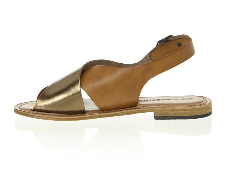 Combo Metallic Crossover Slide Tan/Copper