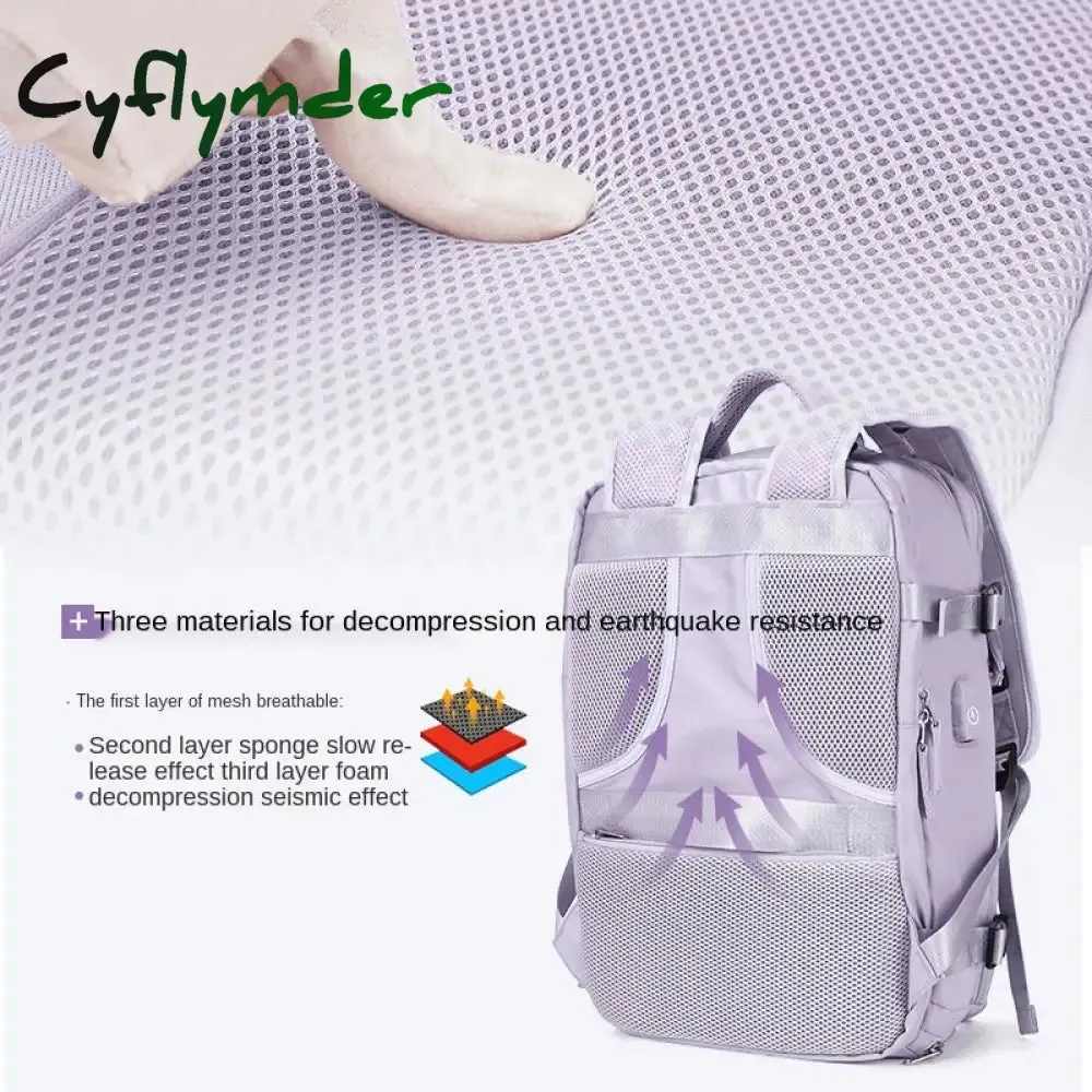 Cyflymder Purple Backpack Multifunctional Travel Bag Big Capactiy Backpack Shoulder Bags for Women with Independent Shoes Pocket Backpack