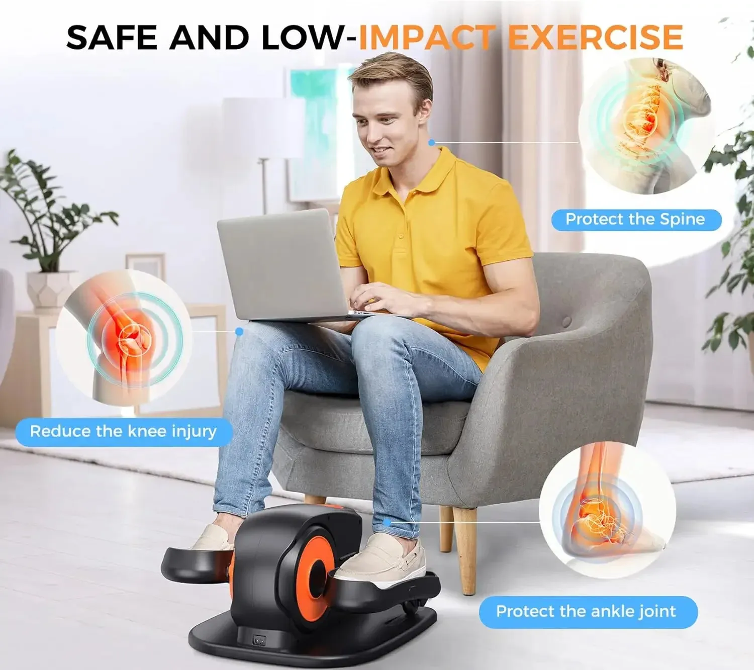 Desk Elliptical Machine – Portable and Quiet Pedal Exerciser for Seniors – Ideal for Sitting and Rehabilitation