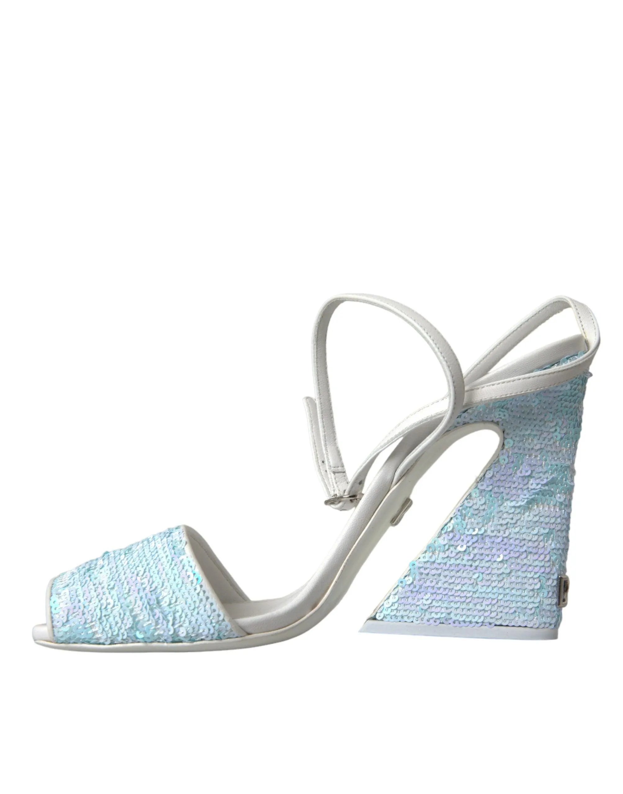 Dolce & Gabbana Light Blue Sequin Ankle Strap Sandals