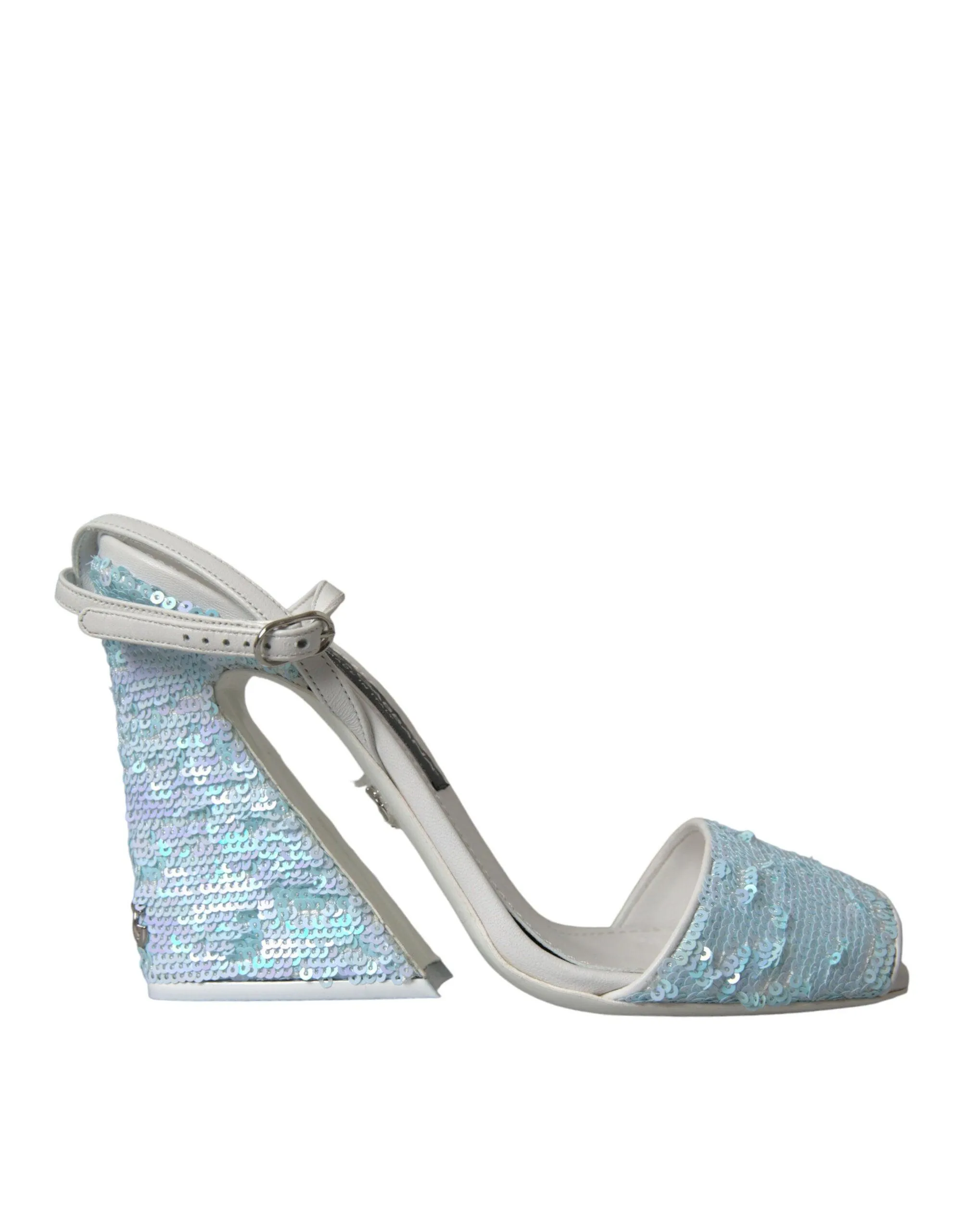 Dolce & Gabbana Light Blue Sequin Ankle Strap Sandals