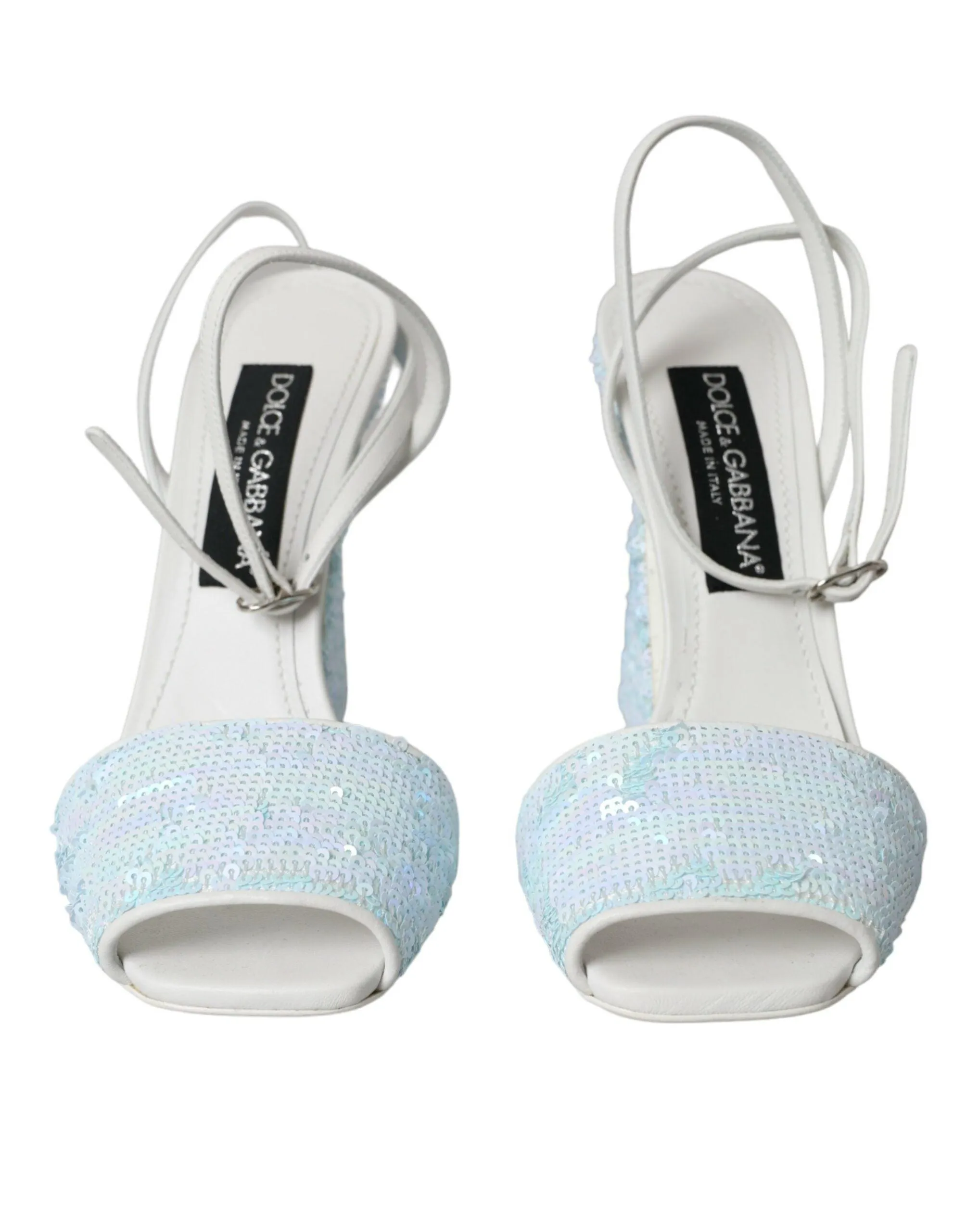 Dolce & Gabbana Light Blue Sequin Ankle Strap Sandals