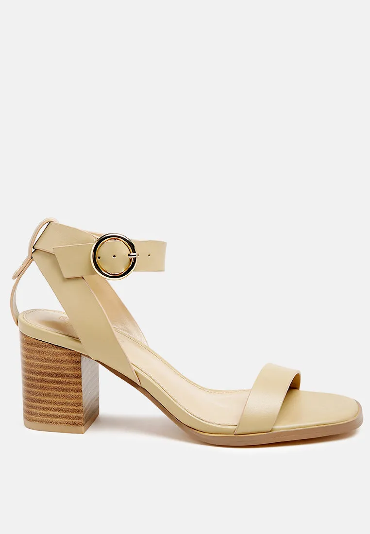 DOLPH Stack Block Heeled Sandal in Nude