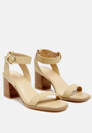 DOLPH Stack Block Heeled Sandal in Nude