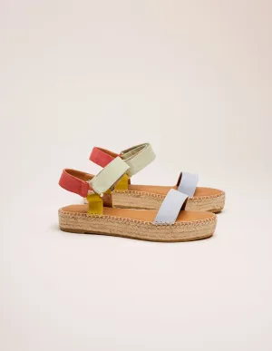 Espadrilles Flore - Suède corail ciel jaune