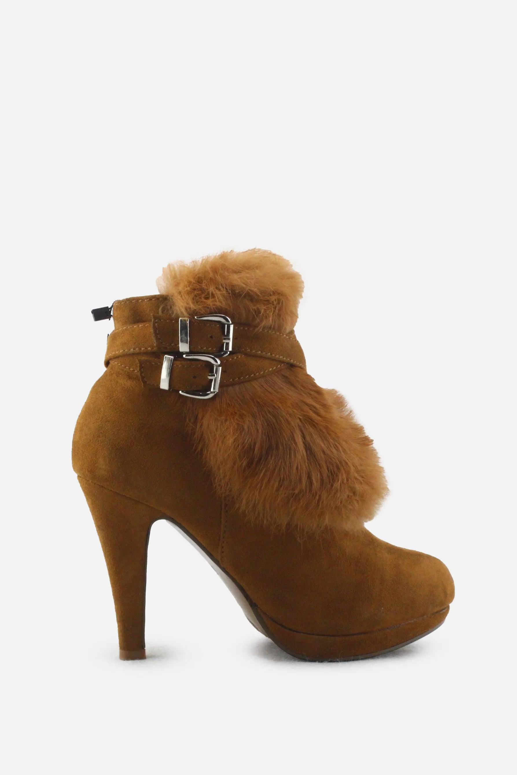 European Brand Zipper Buckle Straps Stilettos Ankle Boots | Suede