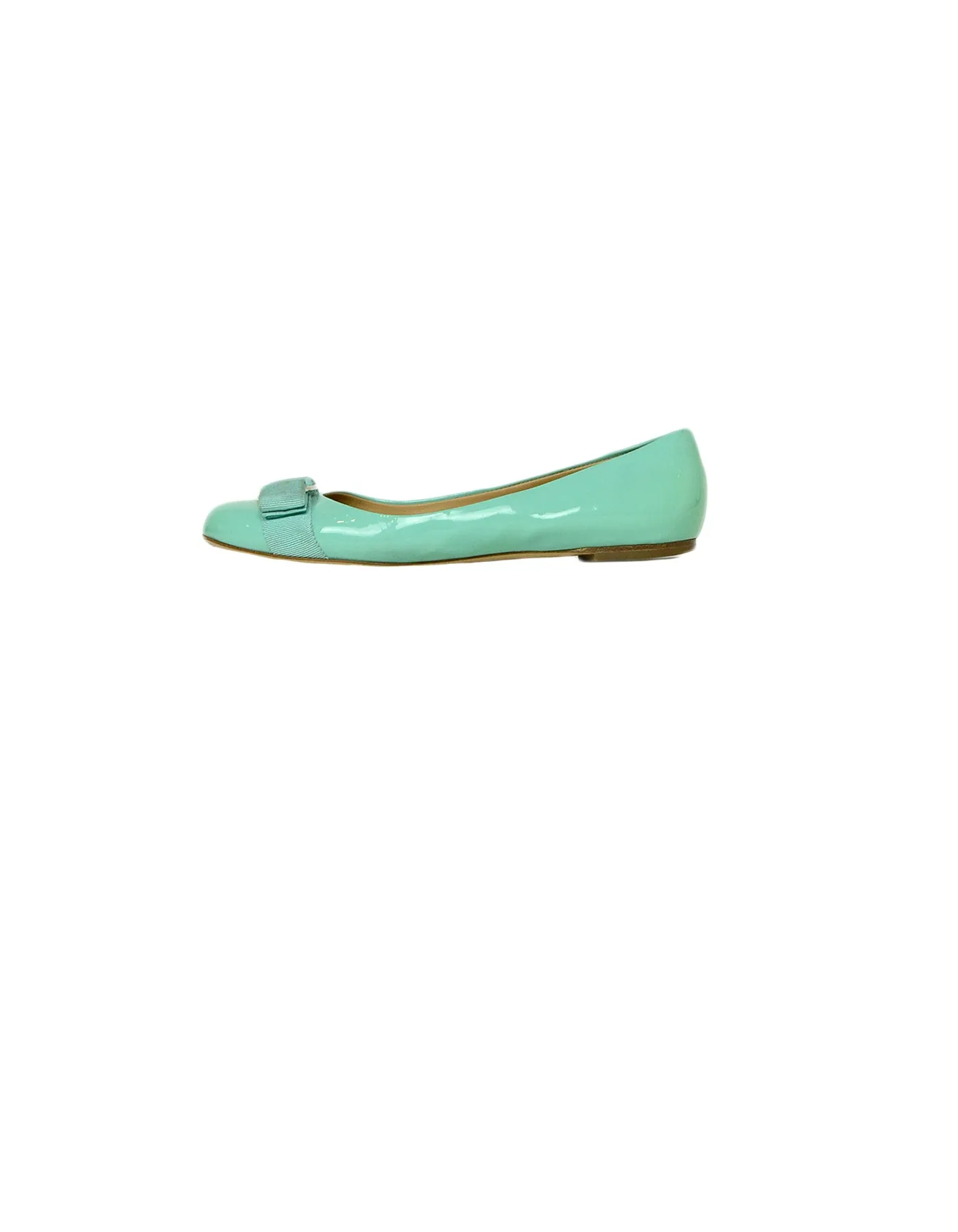 Ferragamo Turquoise Patent Leather Vera Ballet Flats sz 7