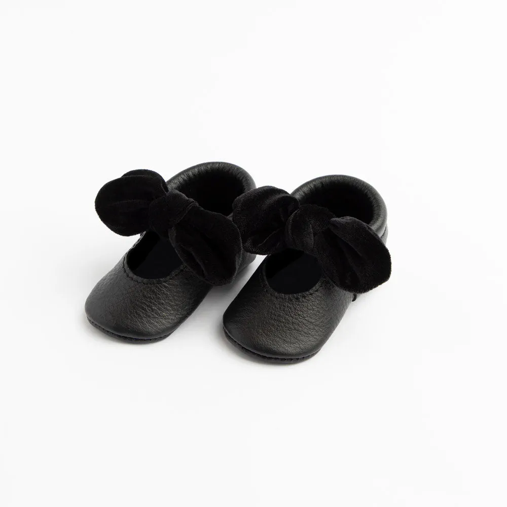 Freshly Picked Black Velvet Knotted Bow Soft Sole Moccasins