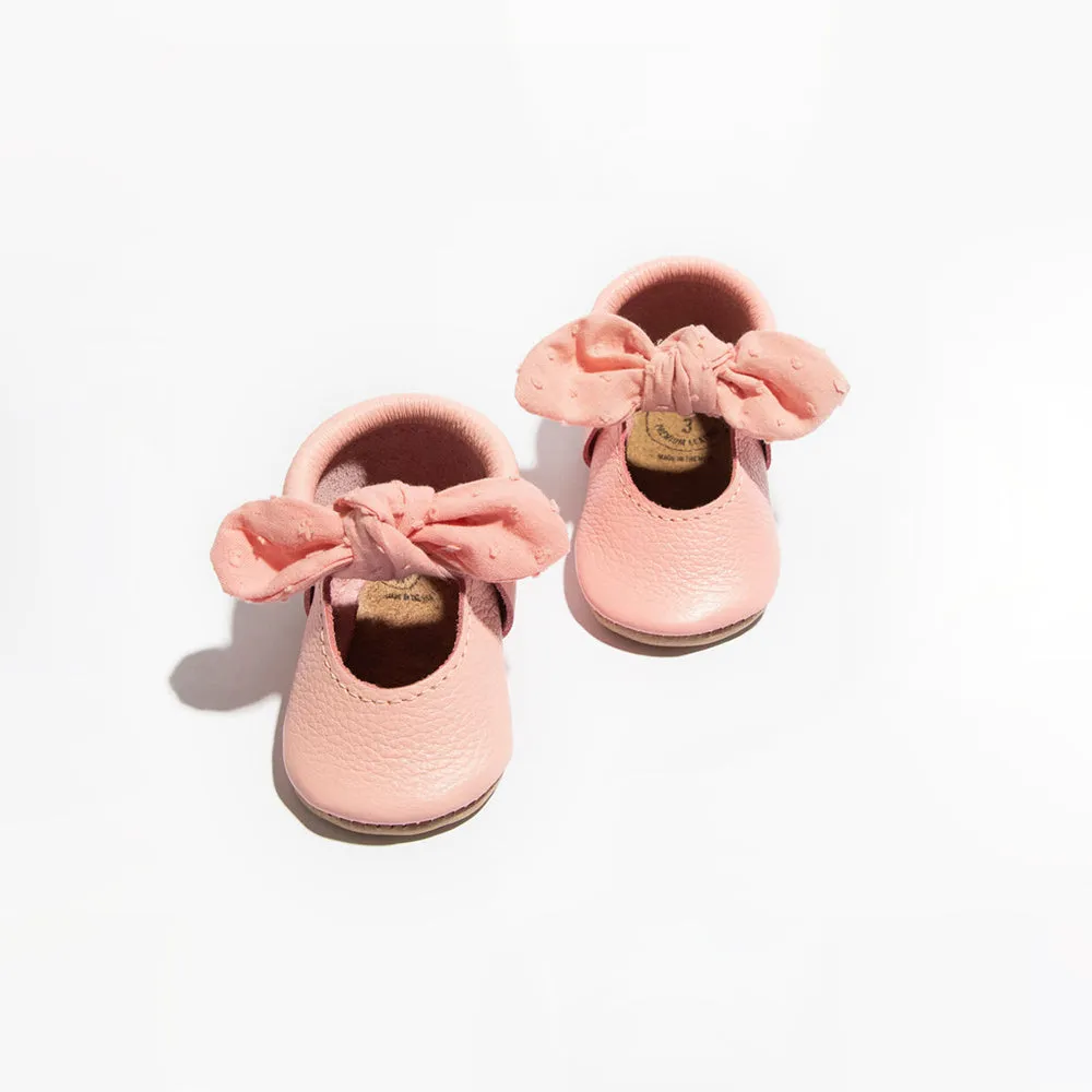 Freshly Picked Bubblegum Swiss Dot Knotted Bow Soft Sole Moccasins