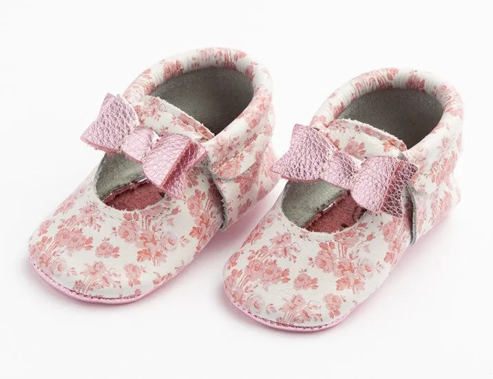 Freshly Picked Floral Toile Ballet Flat Bow Soft Sole Moccasins