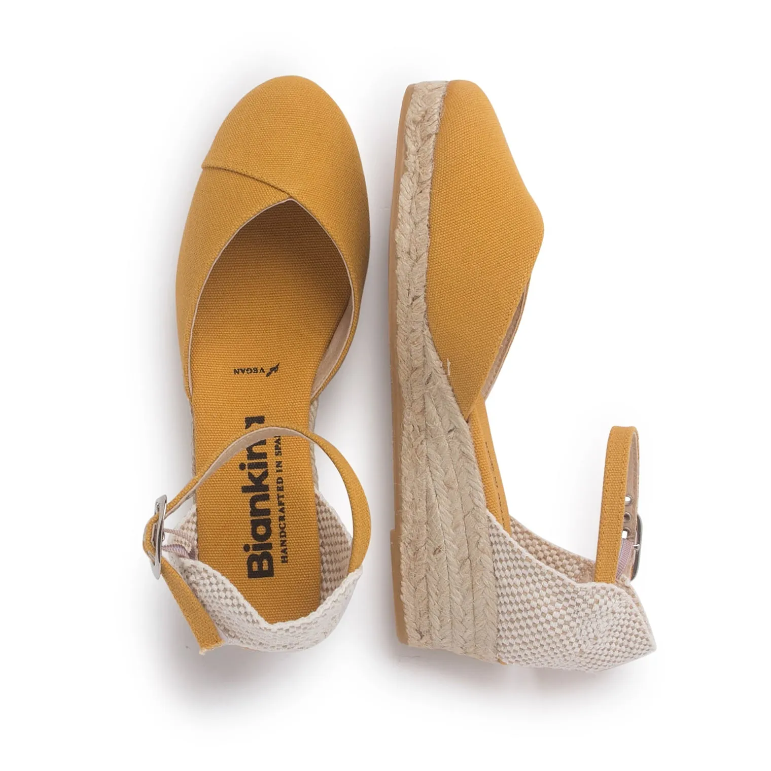 Girona Eco Canvas Vegan Espadrille Wedges - Yellow Tuscany