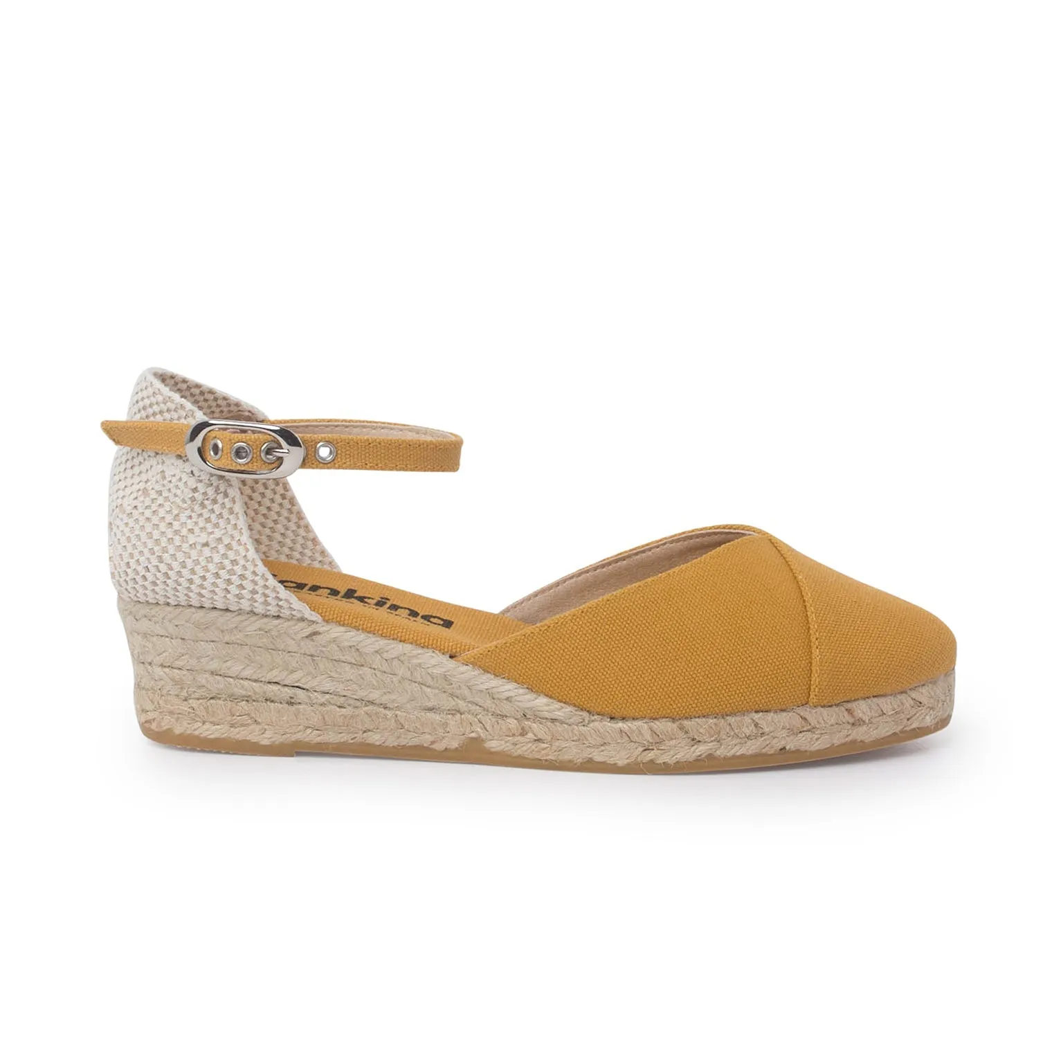 Girona Eco Canvas Vegan Espadrille Wedges - Yellow Tuscany