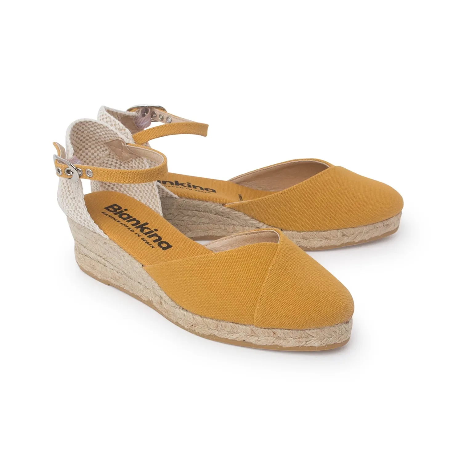 Girona Eco Canvas Vegan Espadrille Wedges - Yellow Tuscany