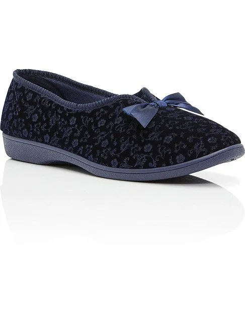 Grosby Womens Valerie 2 Comfortable Printed Indoor Slippers Navy