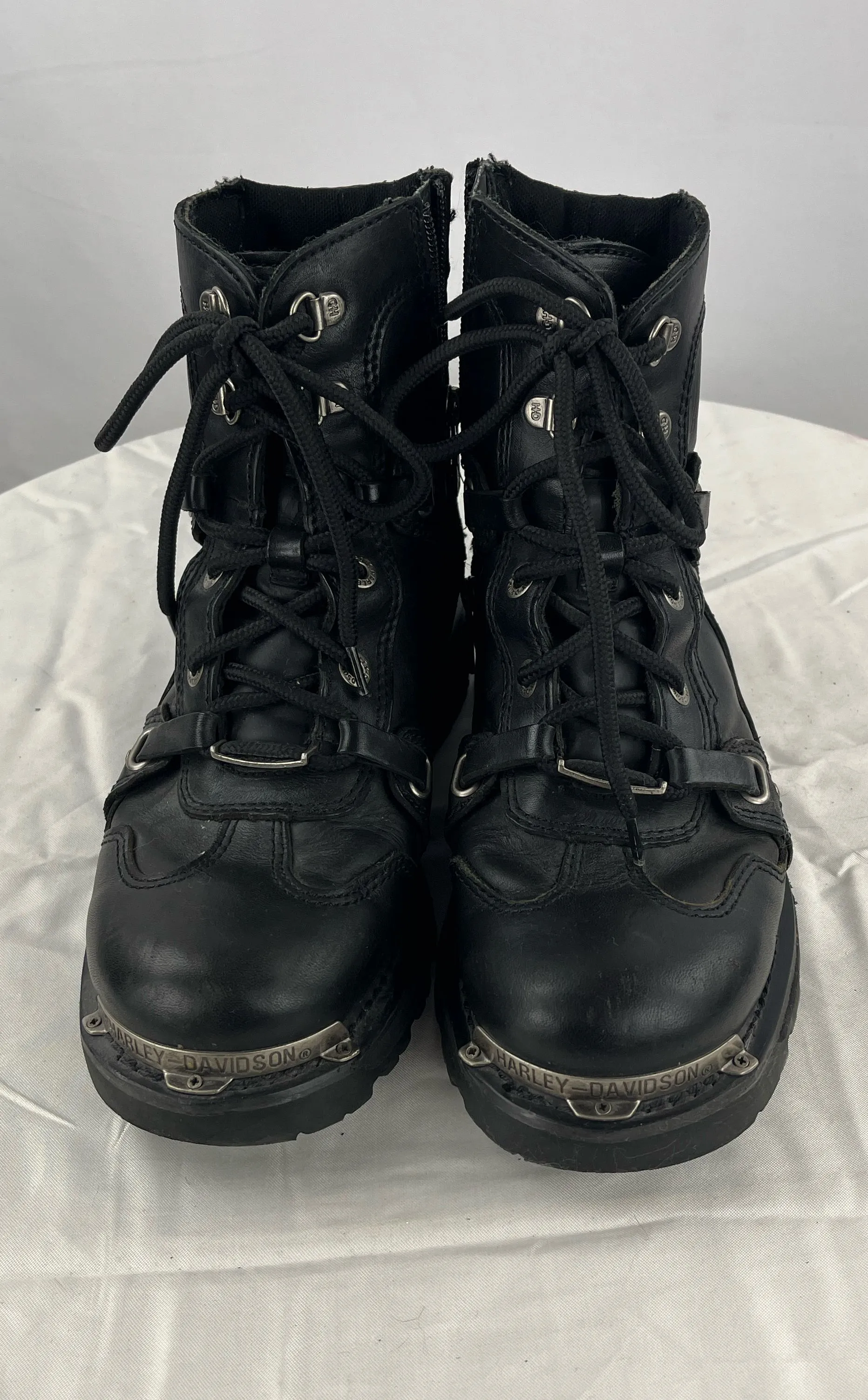 Harley Davidson Women's #84499 Black Leather Steel Tag Hiking Boots Size 9