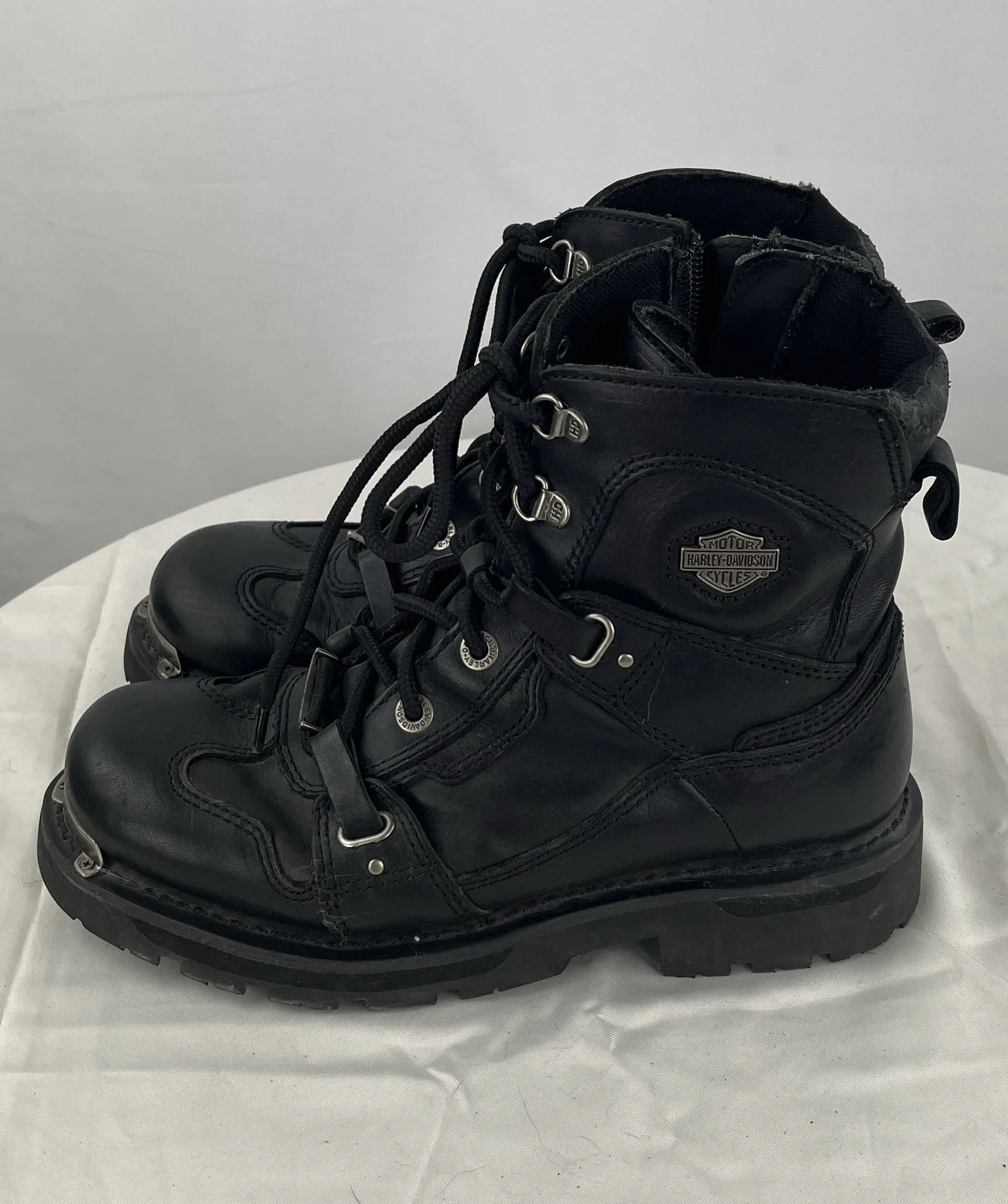 Harley Davidson Women's #84499 Black Leather Steel Tag Hiking Boots Size 9