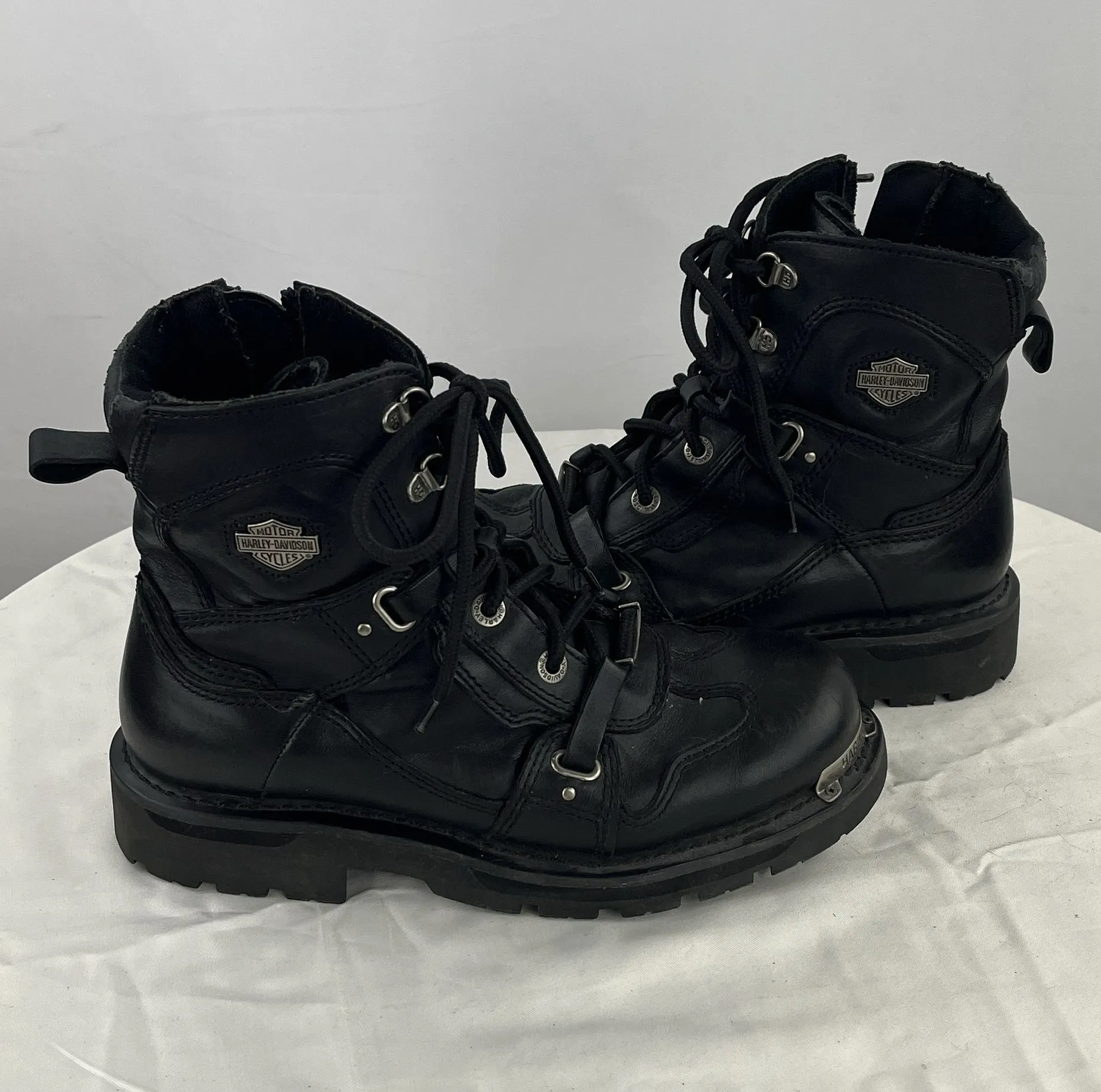 Harley Davidson Women's #84499 Black Leather Steel Tag Hiking Boots Size 9