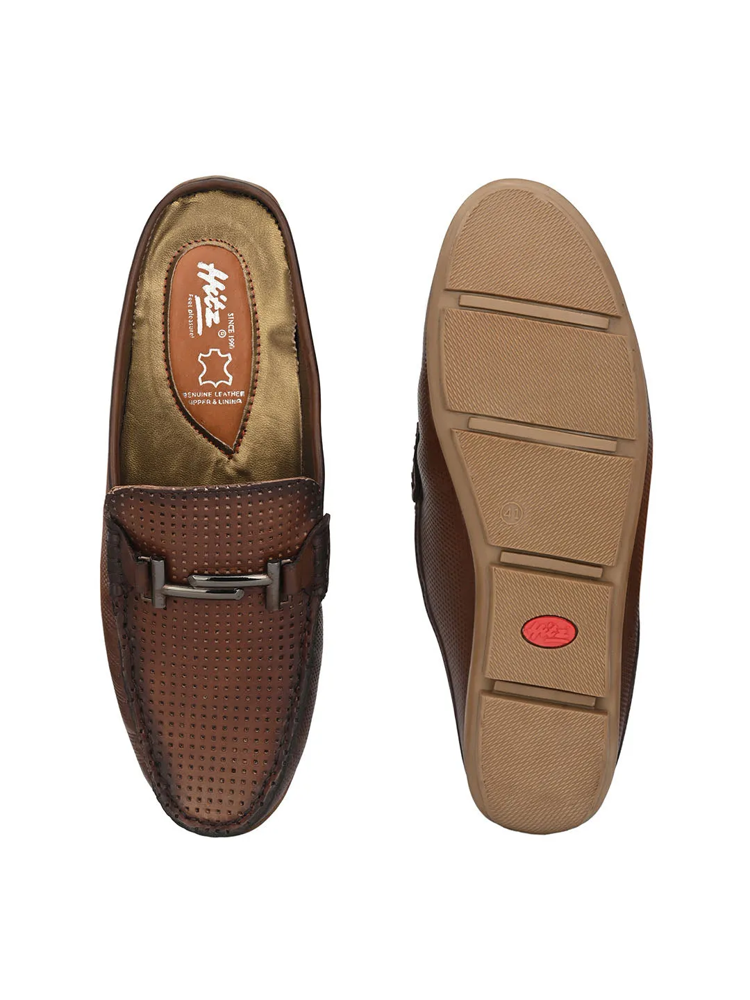 HITZ6133 Men's Brown Leather Casual Slip-On Shoes