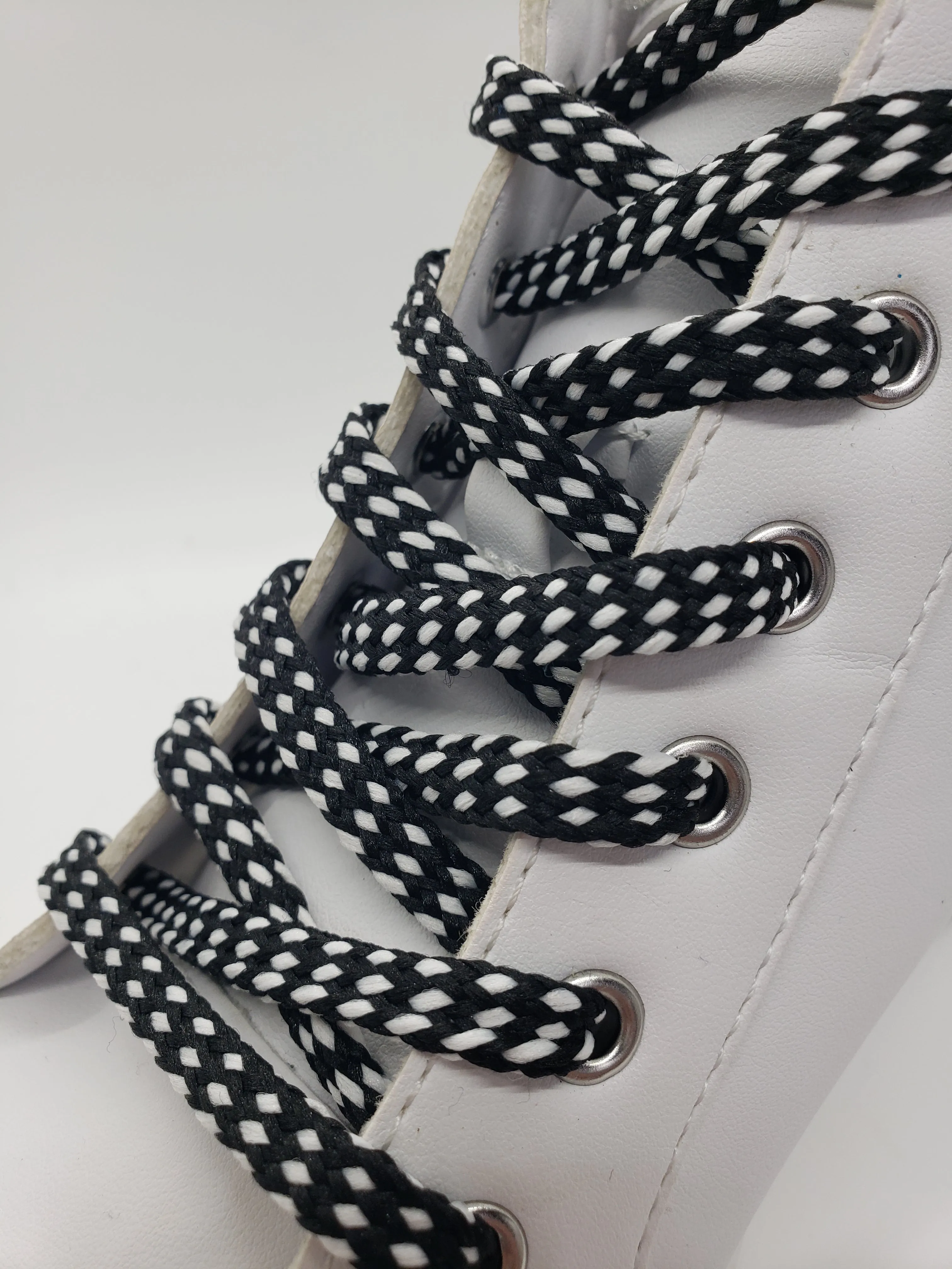 Hybrid Shoelaces - Black with White Accents