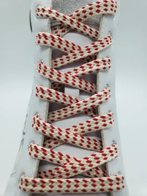 Hybrid Shoelaces - Cream with Red Accents