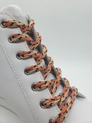 Hybrid Snakeskin Shoelaces - Coral and Cream