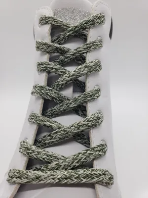 Hybrid Tweed Shoelaces - Olive and Cream