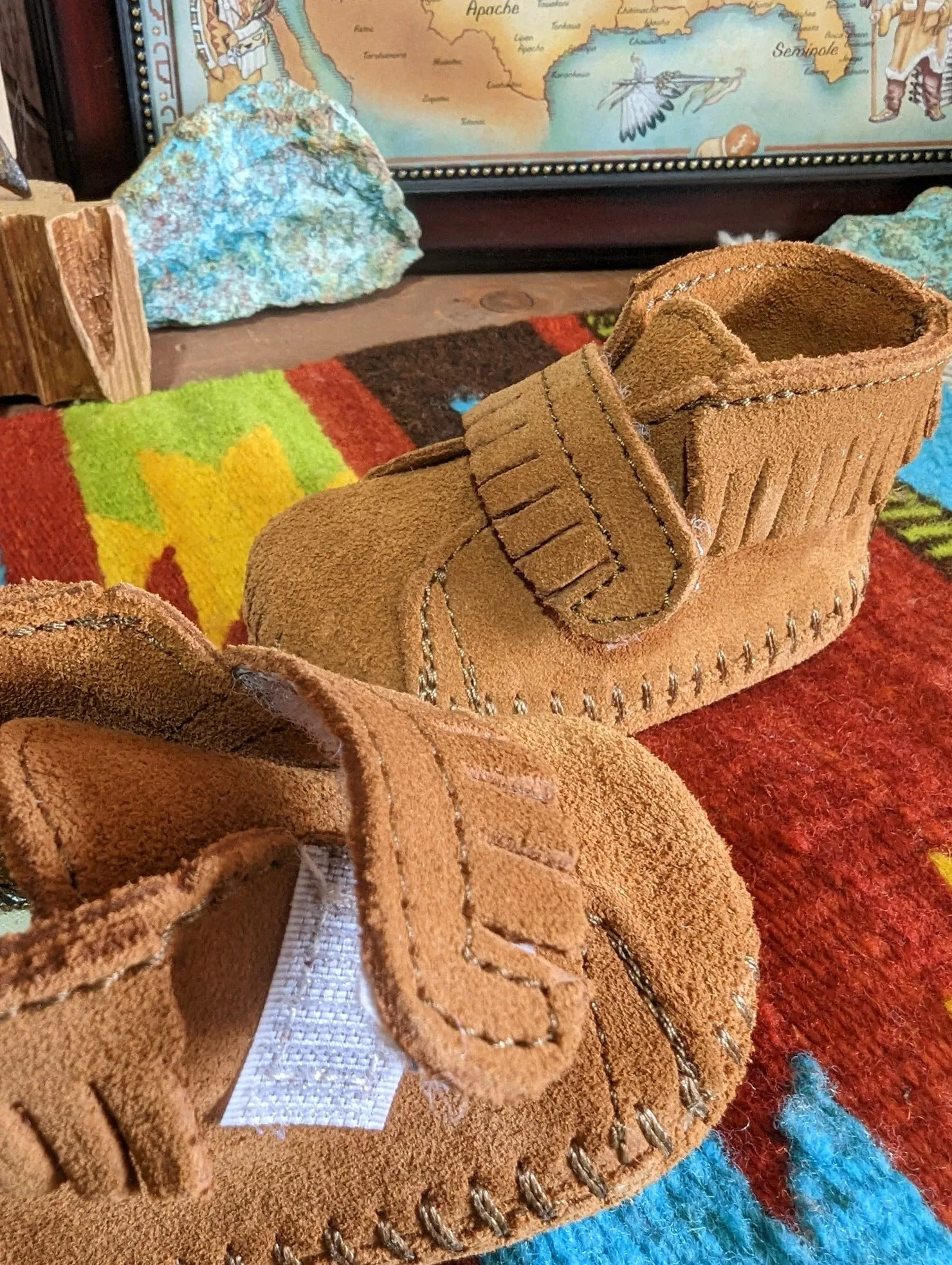 Infant & Kids' Moccasins with Front Strap by Minnetonka