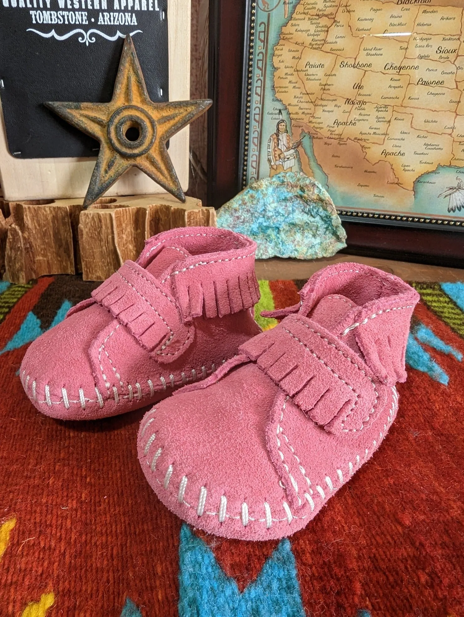 Infant & Kids' Moccasins with Front Strap by Minnetonka