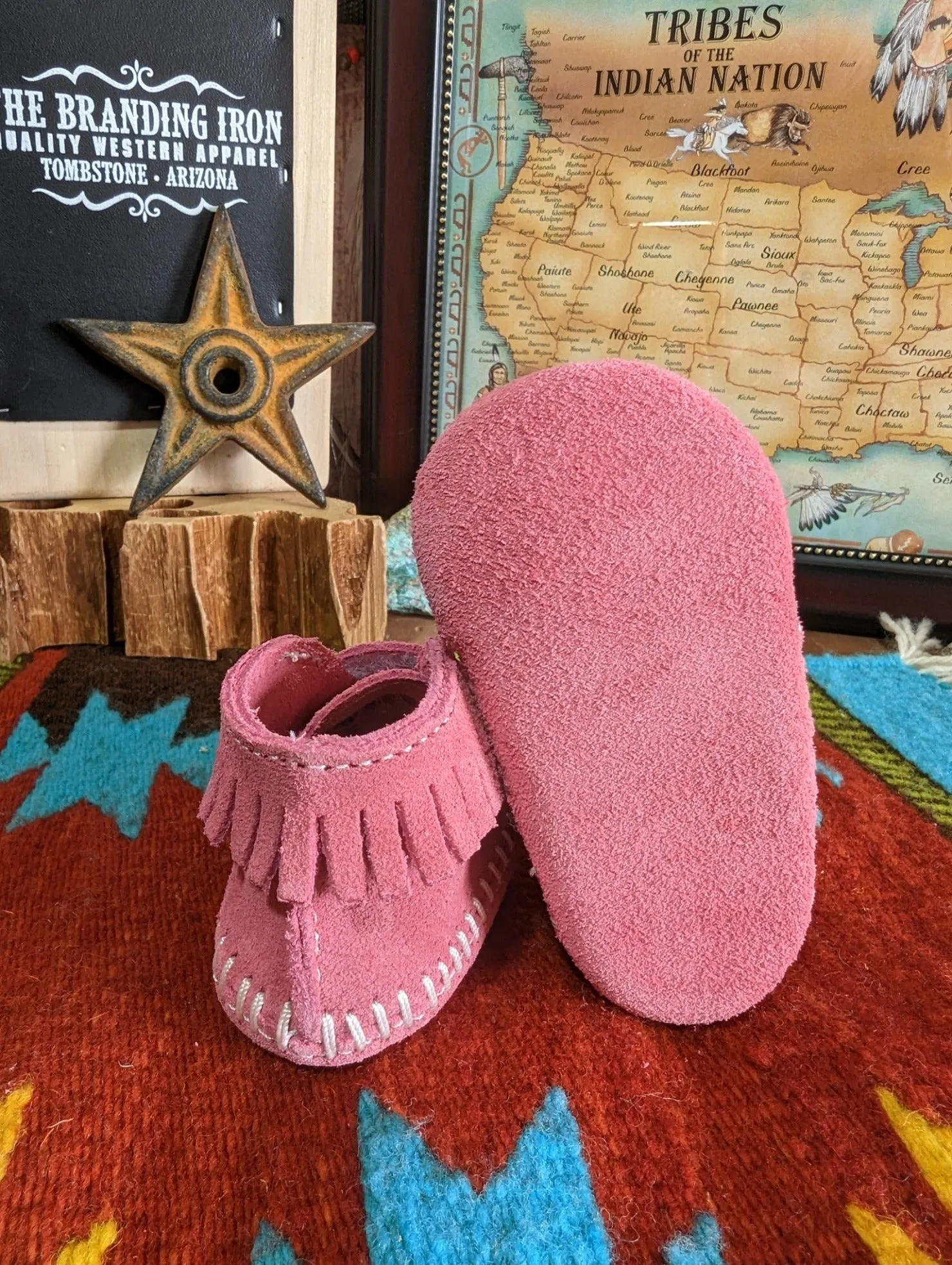 Infant & Kids' Moccasins with Front Strap by Minnetonka