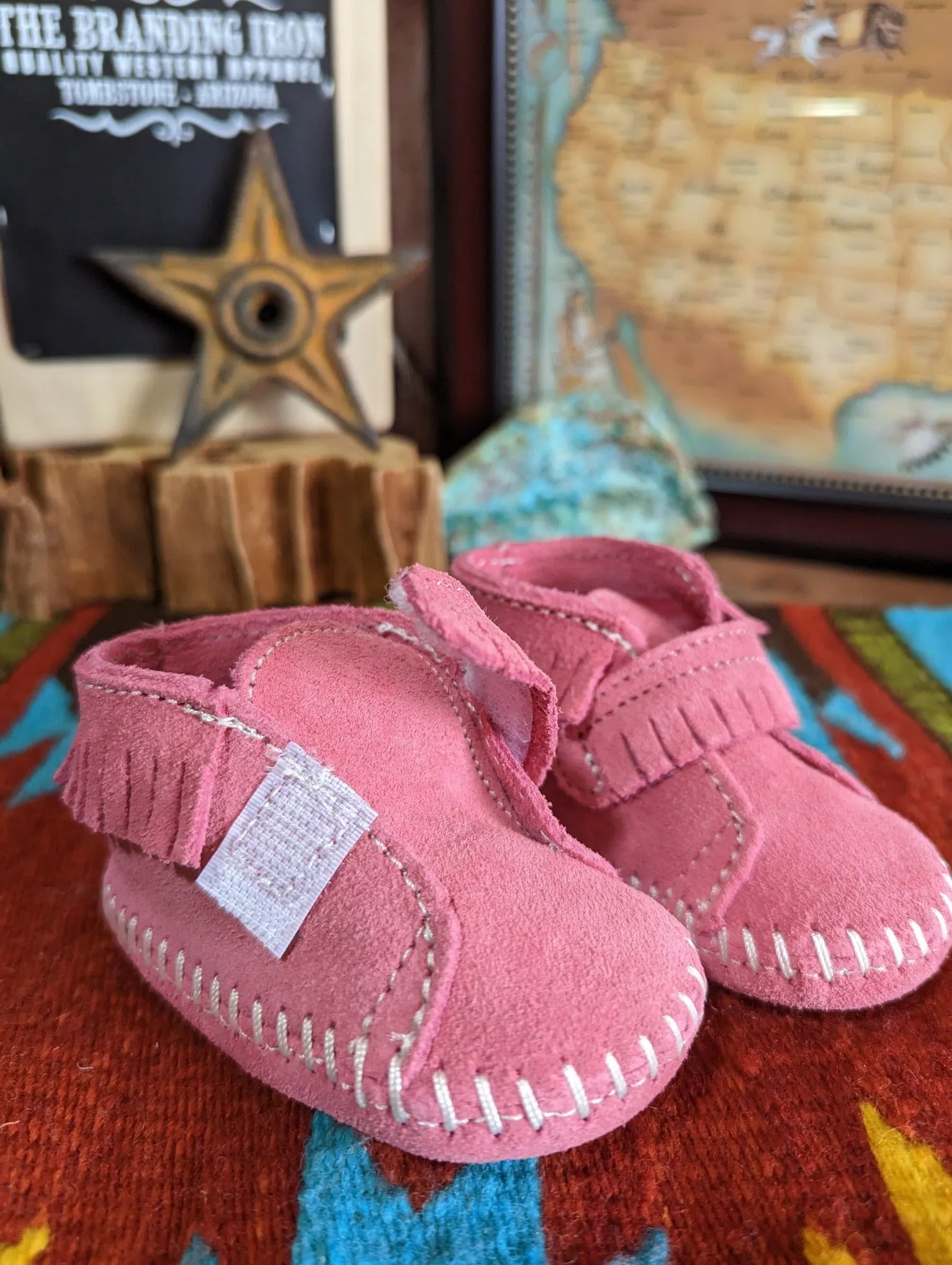 Infant & Kids' Moccasins with Front Strap by Minnetonka