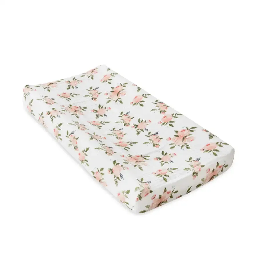 Little Unicorn Muslin Changing Pad Cover - Watercolour Roses